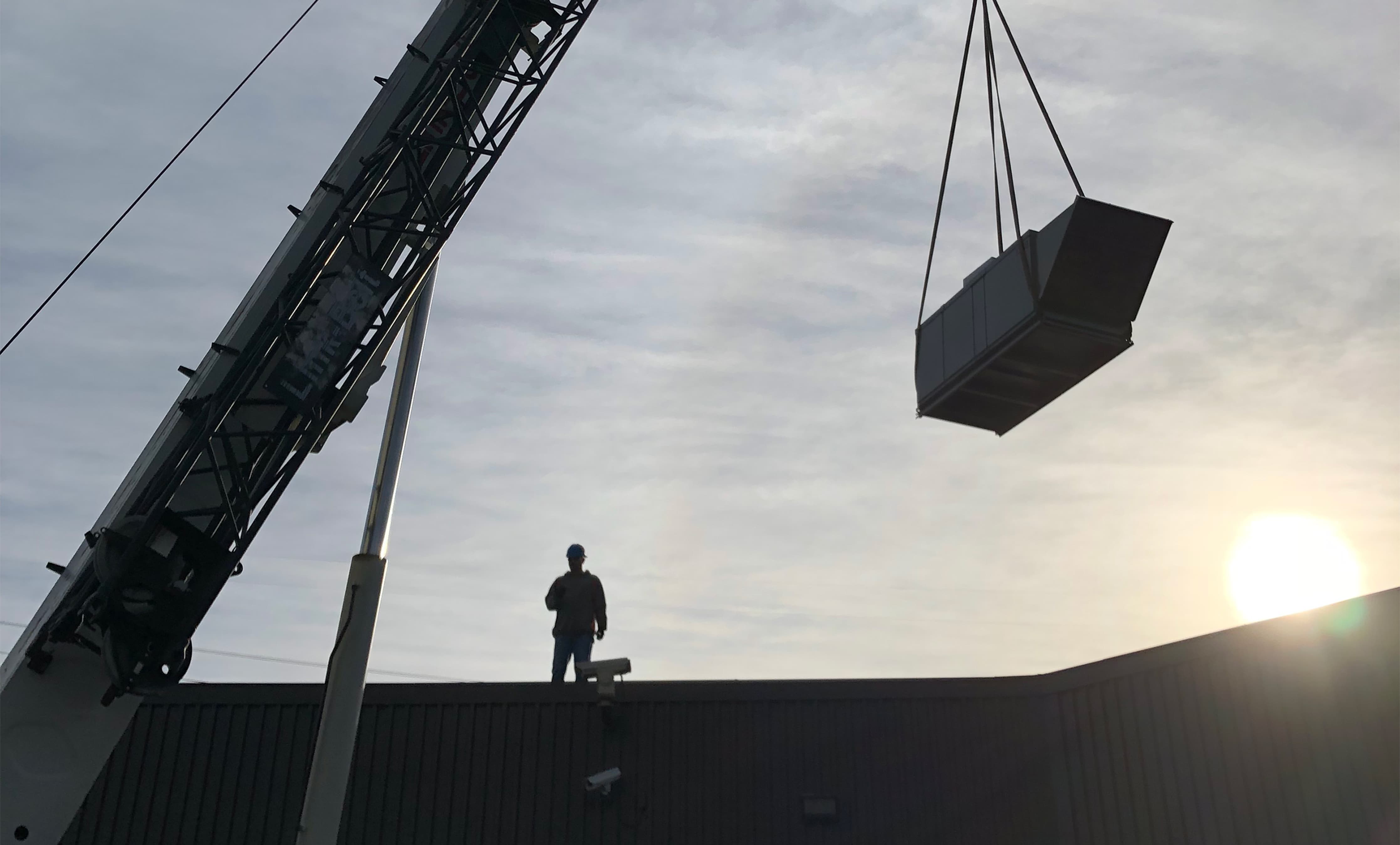Crane Lift Unit Installation Rooftop